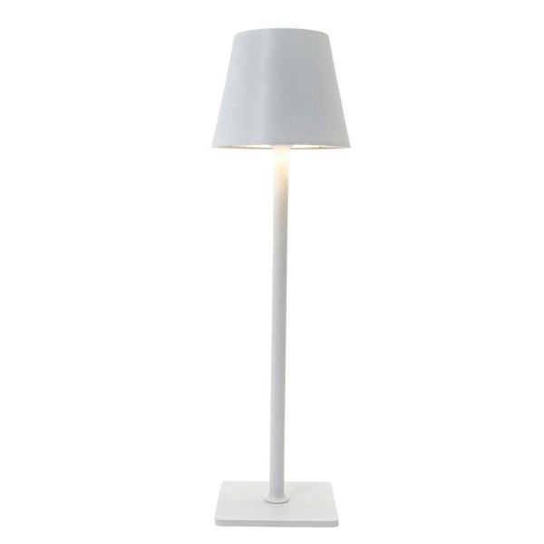 Tall White Rechargeable Touch Dimmable Table Lamp with Metal Shade Image 2