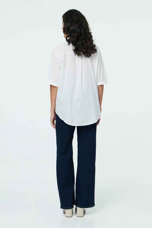 White | Floral 1/2 Sleeve Embroidered Shirt