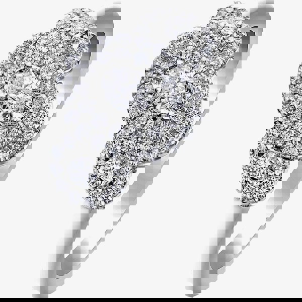 T. H. Baker 9ct White Gold 0.33ct Diamond Triple Cluster Ring 30807WG/33-10