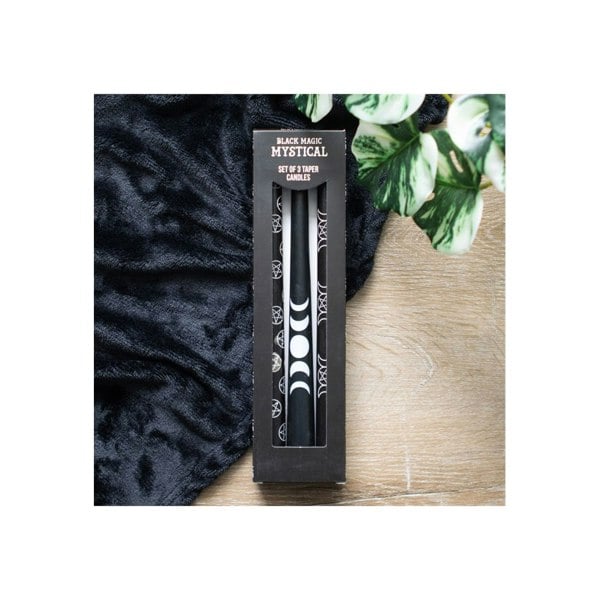 Serano Set of 3 Black Magic Mystical Taper Candles