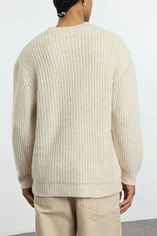 WOVCOR Crew Neck Textured Knit Men's Sweater