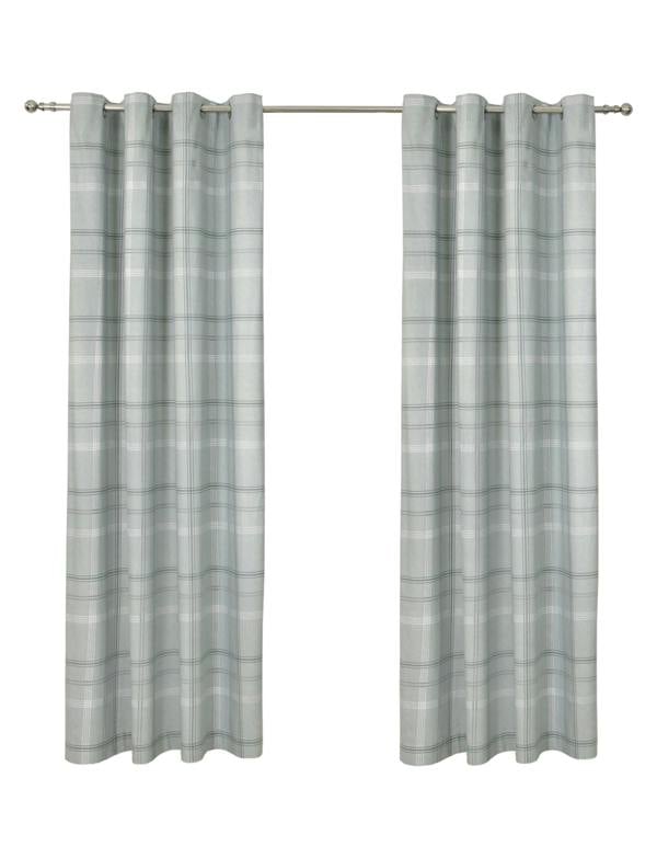 Smart Living Printed Check Boutique Eyelet Curtain - Green