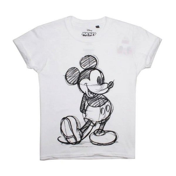 Disney Girls Mickey Mouse Sketch T-Shirt - White
