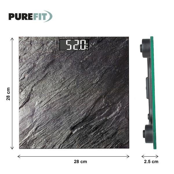 Purefit Digital Bathroom Scale for Measuring Body Weight - Smart Scale with LED Display - Battery Included LB/KG/ST Max Weight 180KG