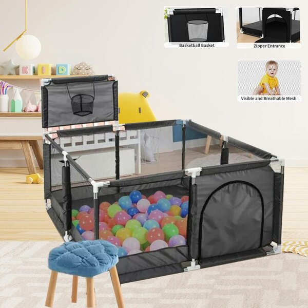 Havendro Baby Playpen Portable Child Safety Yard Activity Center with Basketball l Hoop