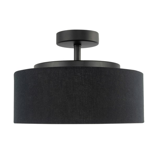 Contemporary Black Linen Fabric Semi Flush Ceiling Light Fixture Image 3