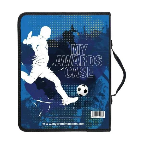 Blue football proud moments medal case with padded carry handle