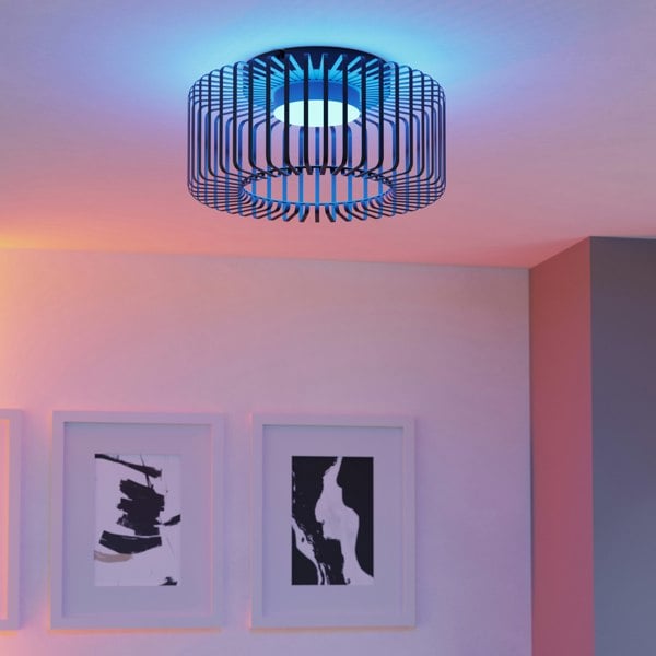 EGLO Ginestrone-Z Black Steel RGB Ceiling Light