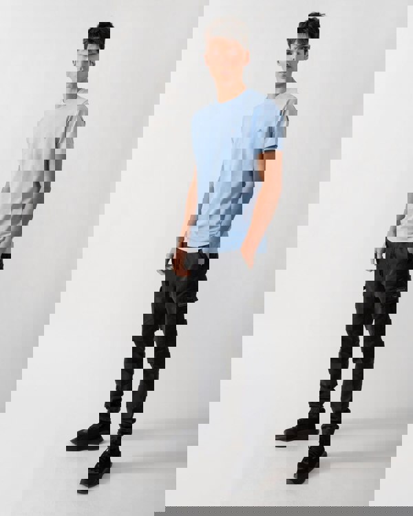 GANT Mens Slim Pique Short Sleeve T-Shirt - 468 Capri Blue