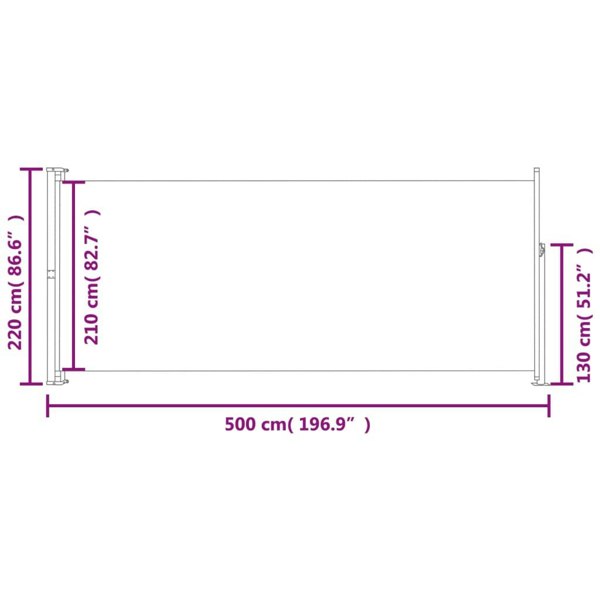 Berkfield Patio Retractable Side Awning 220x500 cm Black