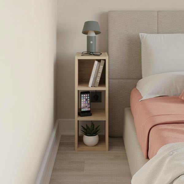 Decortie Modern Combayn 3 Cube Small Low Standing Book Shelf Contemporary Stackable Cube Storage Unit for Small Space