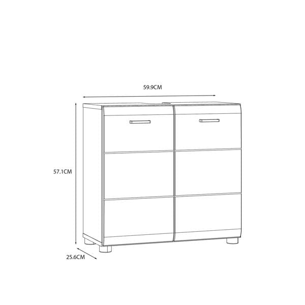 Furniture To Go Ice Cave Under Sink Bathroom Cabinet with 2 Doors & Silver Handles in White with White High Gloss Doors