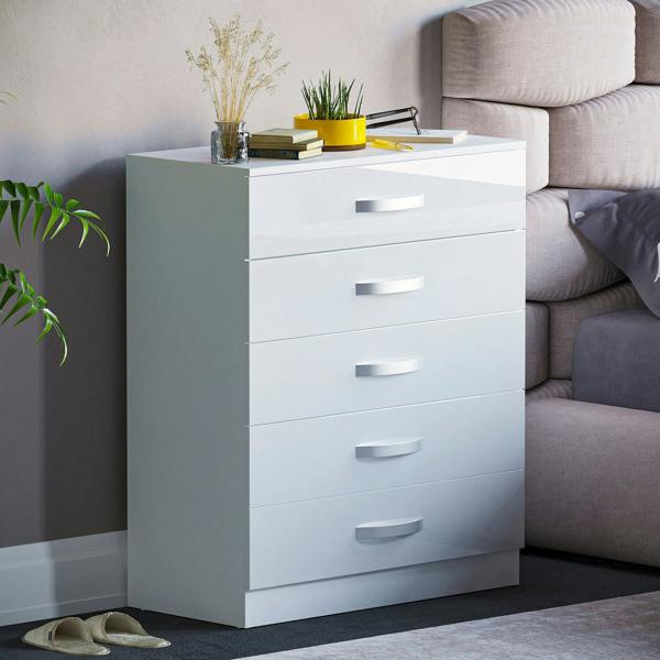 Vida Designs Hulio 5 Drawer Chest, Black