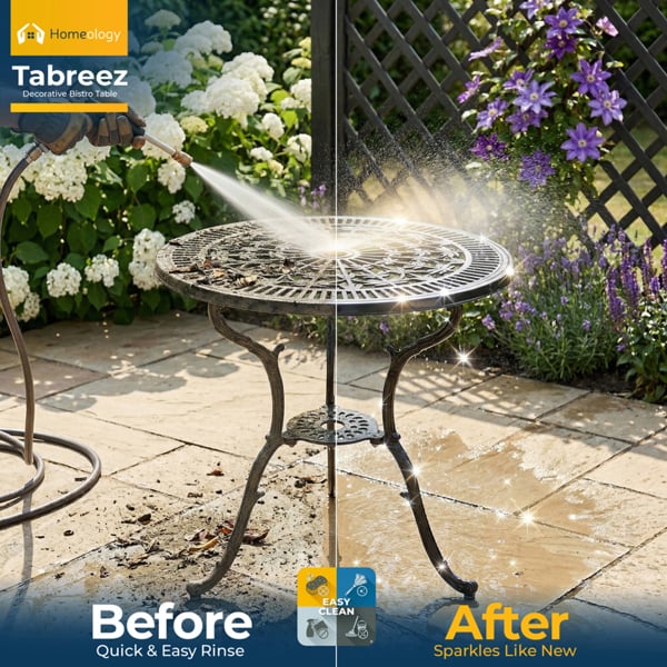 Homeology TABREEZ Garden and Patio Black Cast Aluminium Bistro Table