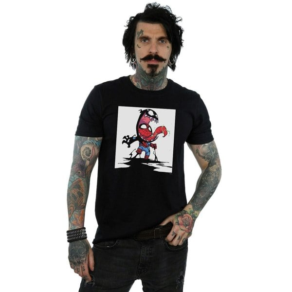Marvel Mens Spider-Man Venom Cartoon T-Shirt - Black