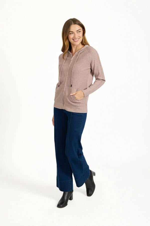 Mudflower Cable-Knit Zip Hooded Cardigan
