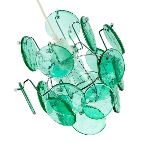 Modern Pendant Lighting Shade with Layered Emerald Green Glass Discs Image 5