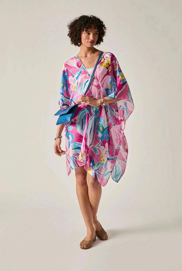 James Lakeland Pink Abstract Floral Kaftan