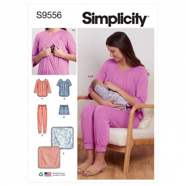 Simplicity Sewing Pattern 9556, Tops, Trousers, Shorts, Blankets for Women, Baby, A (XS-S-M-L-XL) - Easy