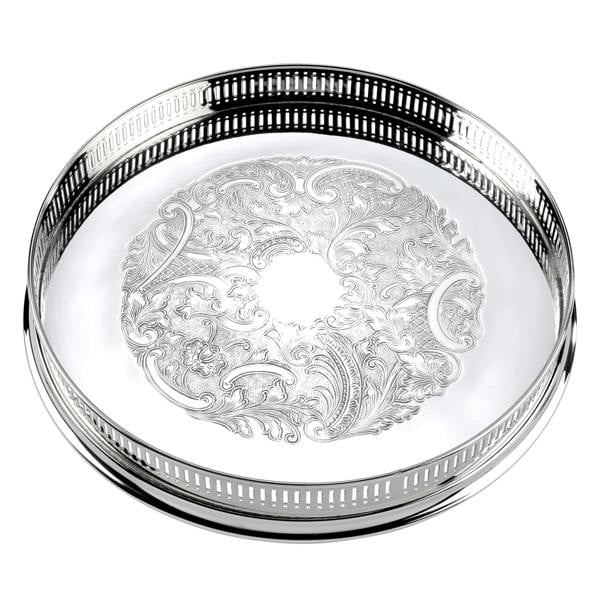 Arthur Price of England Silver Plated Home Tableware 11 Inch Round Embossed Gallery Tray