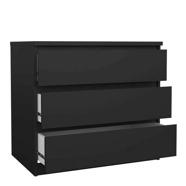 Wyld Haus Budapest Matt Black Wooden Chest 3 Drawers