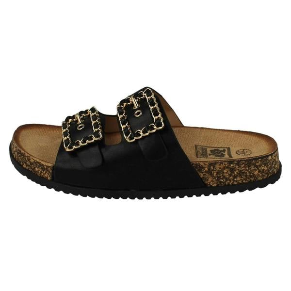 Down to Earth Ladies Down To Earth Twin Chain Buckle Sandals F00450
