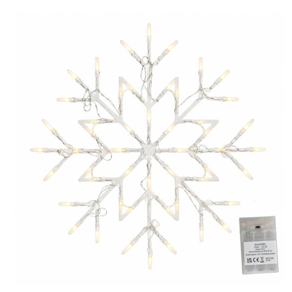 Samuel Alexander 34cm Battery Operated Light up Christmas Snowflake with Warm White LEDs