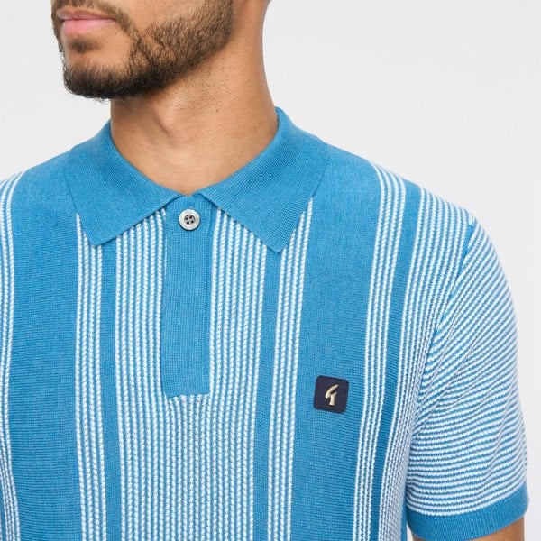 Gabicci V54GM04 Mens Dante Short Sleeve Pattern Knitted Polo Gabicci Vintage - AQUA