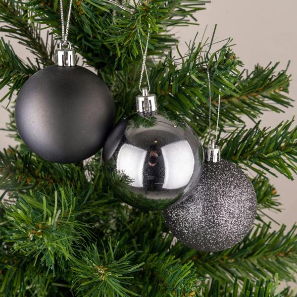 Shatterproof Dark Grey Christmas Baubles in 10cm Pack Sizes, Available in 3 or 6 Piece Sets image 7