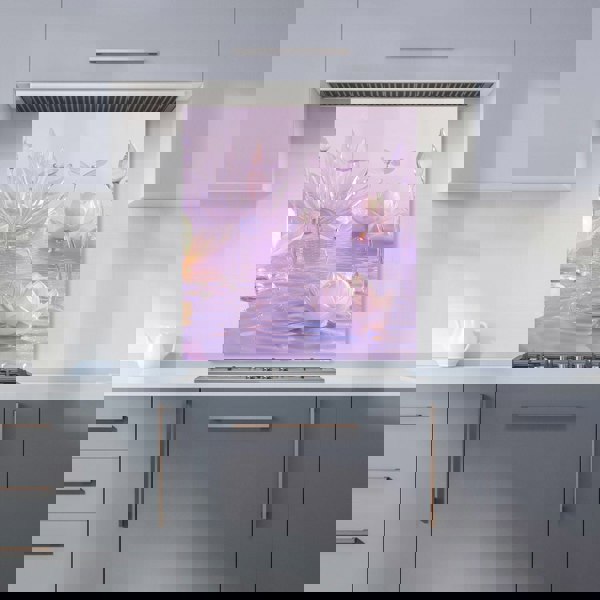 Warren Reed - Designer Mystical Waterlilies in Purple Twilight Kitchen Splashback