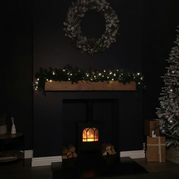 Samuel Alexander 1.8m Plain Green Christmas Garland with 164 Tips and 50 Warm White LED Lights