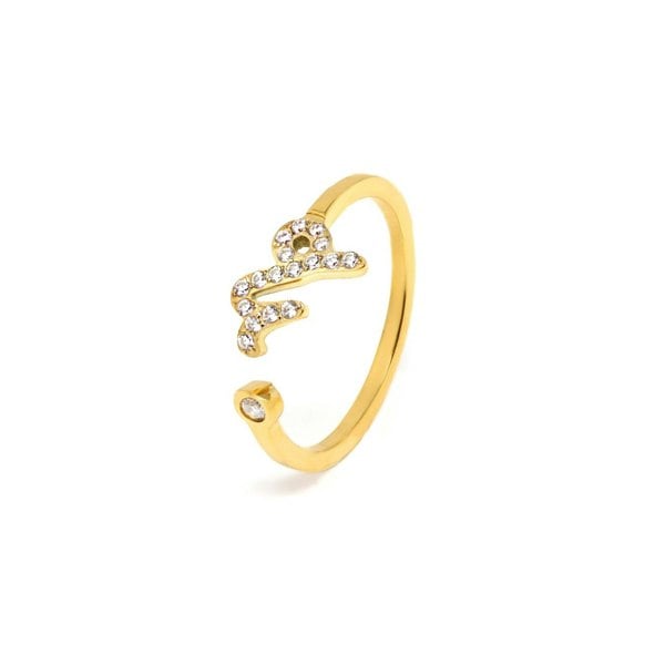 Say It With Capricorn Ring with CZ Stones - Yellow Gold Plated