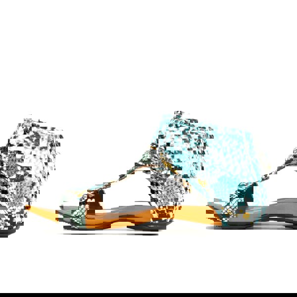 Embassy London Downtown - Blue Snake - Women's covered heel sandal with snake&nbsp;effect&nbsp;leather