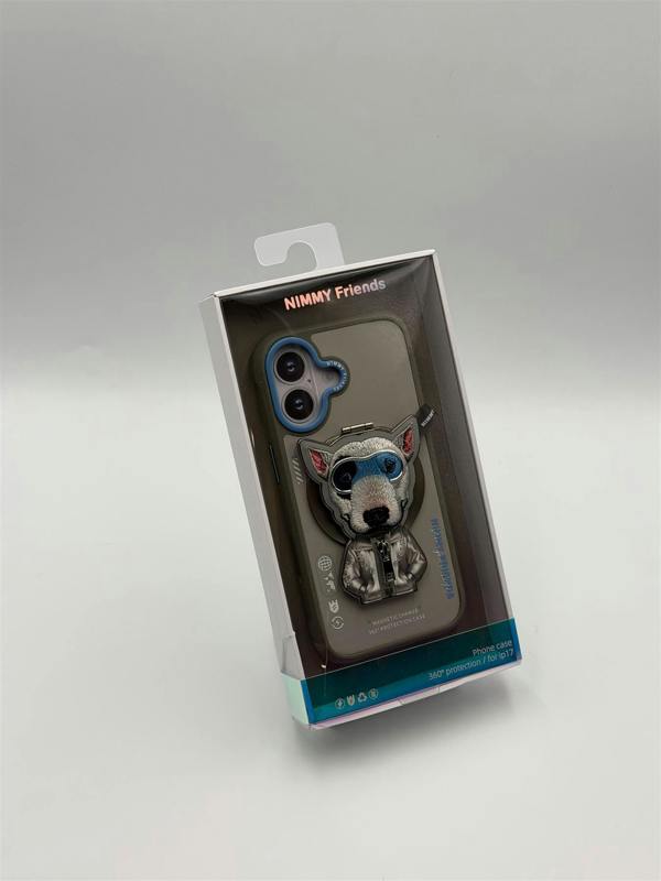 Nimmy Friends Nimmy Cool & Cute 2.0 Terrier Dog Case with MagSafe Stand for iPhone 17 6.3" Grey Blue - N-YJKM-CXZJZH-IP17-019