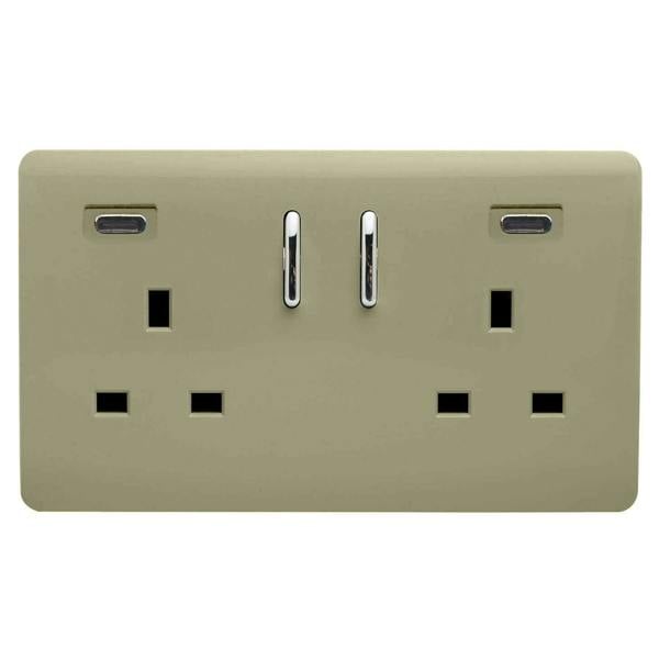 Trendi Switch 2 Gang USB 65W Type C USB Plug Socket in Champagne Gold
