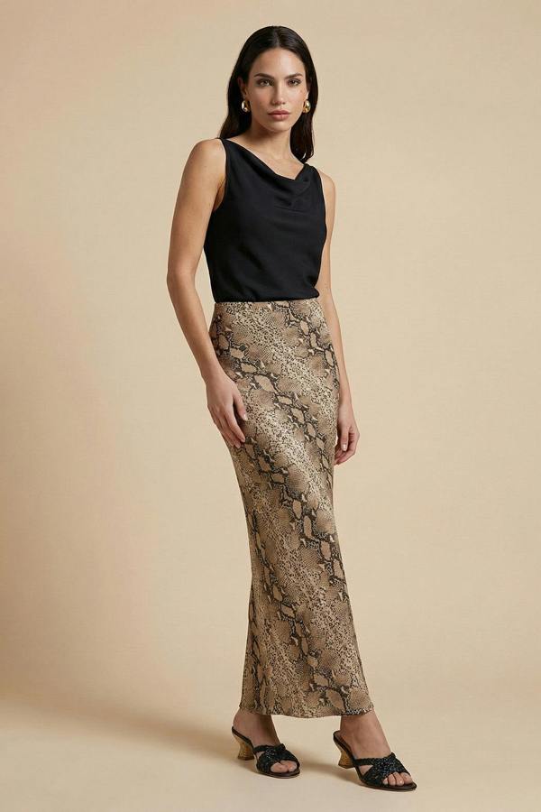 Urban Bliss Snake Bias Cut Maxi Skirt