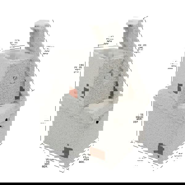 JVL Shiro Boucle Rectangular Lidded Fabric Storage Baskets for Home Organisation, Set of 2, White