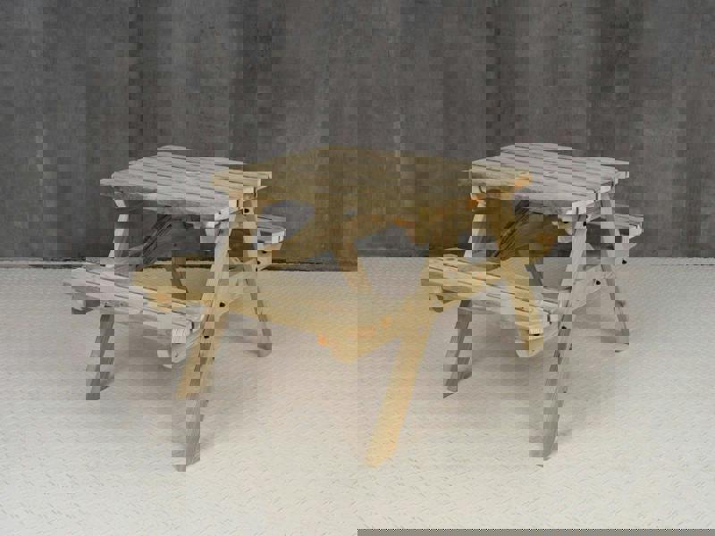 Fortem Rounded Pub Style Picnic Table and Benches Set - Wooden Outdoor Dining Set for Gardens, Patios, and Pubs