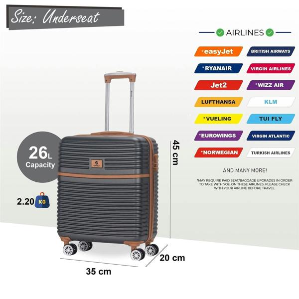 Eagle Luggage ABS Hardshell Underseat Cabin Suitcase 45 x 35 x 20 cm Luggage Suitable for Easyjet