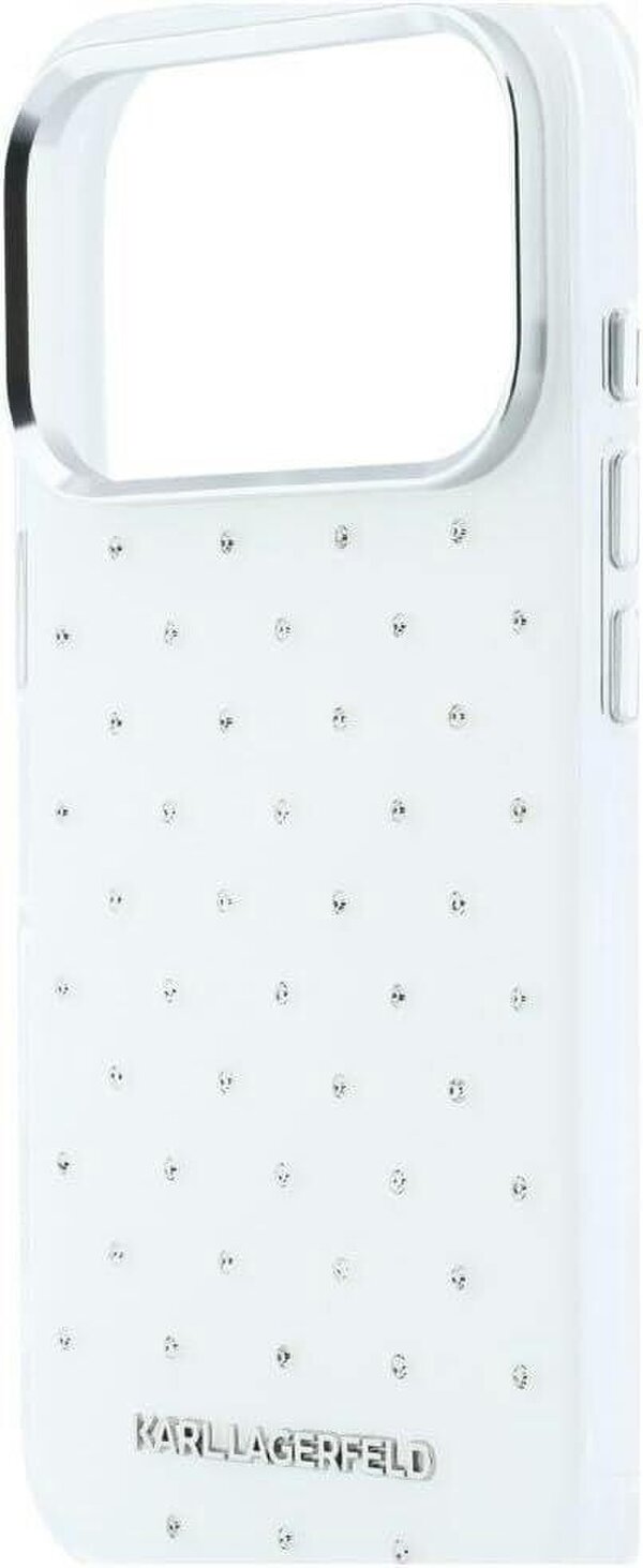 Karl Lagerfeld IML Rhinestones Allover and Electroplated Logo Case for iPhone 17/18 Pro Max 6.9" White - KLHCP18X6HCRDKLH