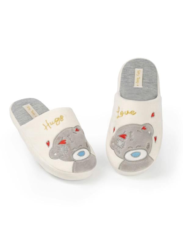 Me to You Womens White Tatty Teddy Mule Slippers
