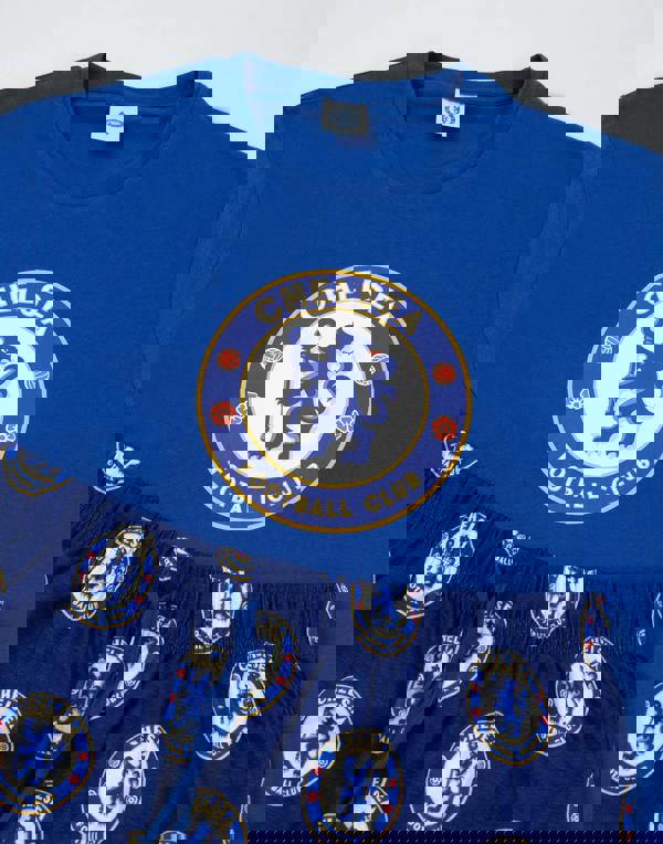 Chelsea Mens Blue Logo Short Sleeve Long Leg Pyjama Set