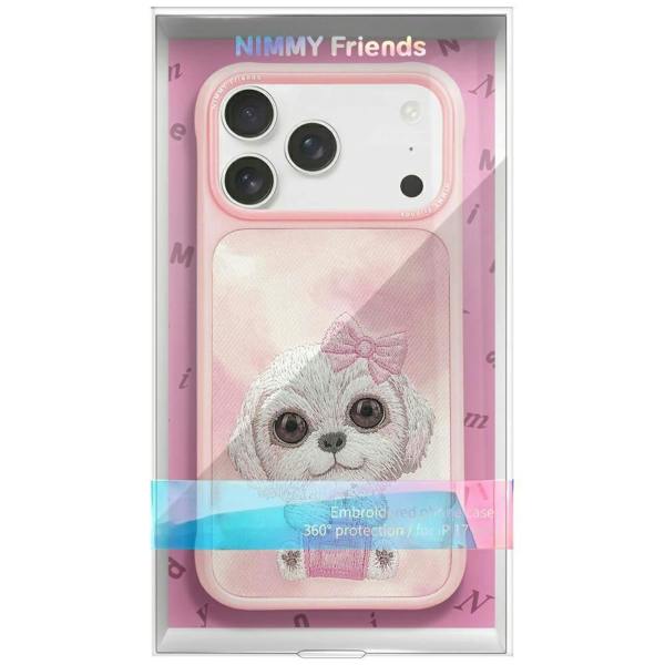 Nimmy Friends Nimmy Big Eye Cute Pet Bischon Fraise Dog Case with MagSafe for iPhone 17 Pro 6.3" Pink - N-XDY-IP17-PRO-02-A