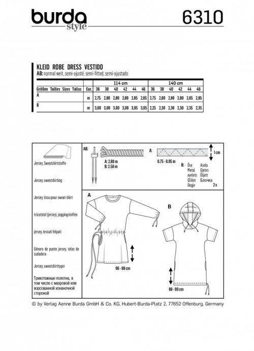 Burda Sewing Pattern 6310 Dresses For Women, 10 to 20 - Easy