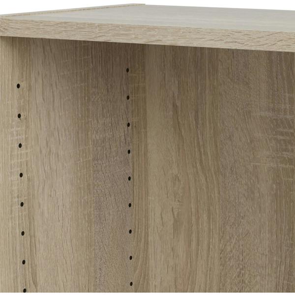 Furniture To Go Basic Low Wide Display Cabinet in Oak (2 Shelves) with 2 Glass Doors in Oak