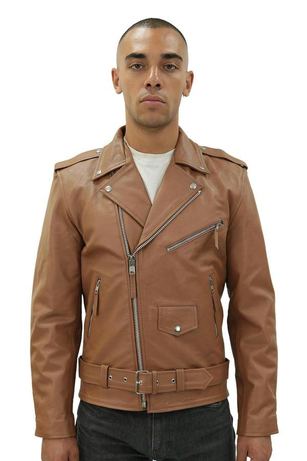 Infinity Leather Mens Cow-Hide Black Brando Jacket -Venice