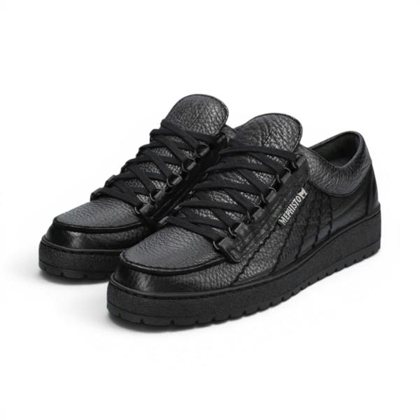 Mephisto Rainbow Men's Leather Black Walking Shoes - Mamouth 714