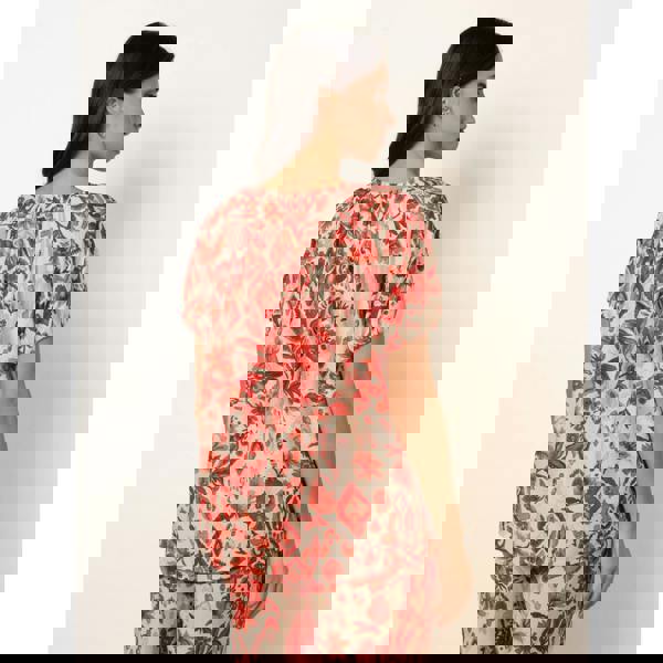 Blue Vanilla Watercolour Floral Print Elasticated Sleeve Top