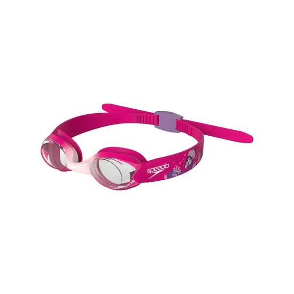 Pink Speedo Illusion kids swim goggle with white accents and clear lenses