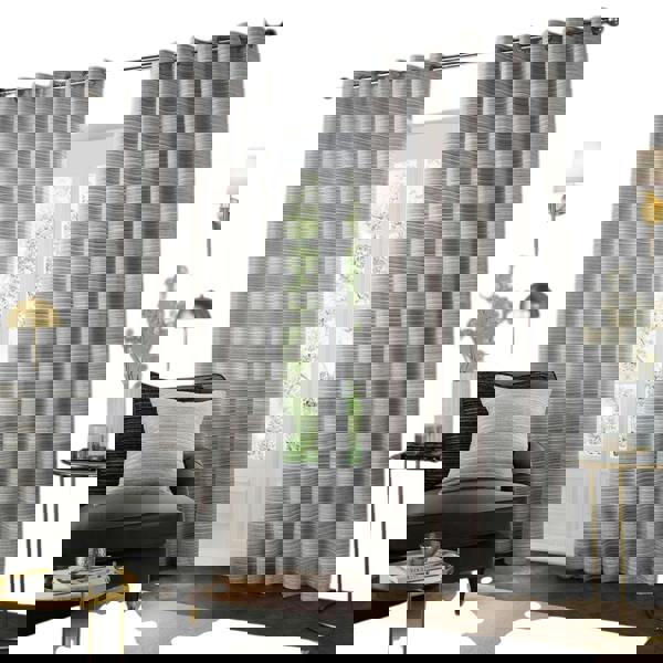 Paoletti Jupiter Chenille Eyelet Curtains - Silver